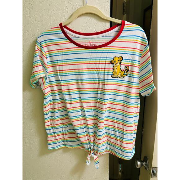 Disneys Lion King Tie Crop Top Multi Rainbow Stripe Size XL - Picture 1 of 4